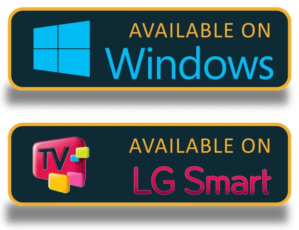 Windows PC and LG Smart TV compatible with Raswaver IPTV service.